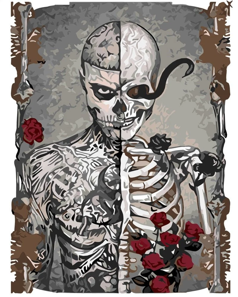 MALEN NACH ZAHLEN | TOTENKOPF SKELETT