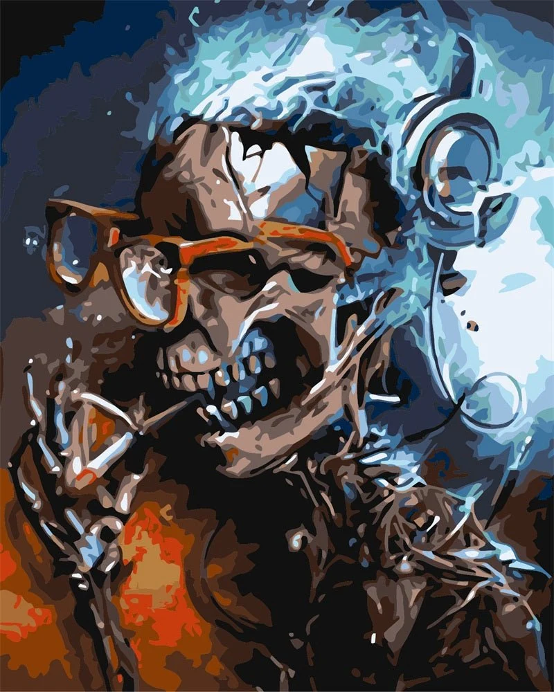 MALEN NACH ZAHLEN | TOTENKOPF MIT BRILLE