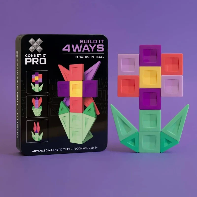 Magnetische Bausteine - PRO Build It 4 Ways Flowers Pack (21 Teile)