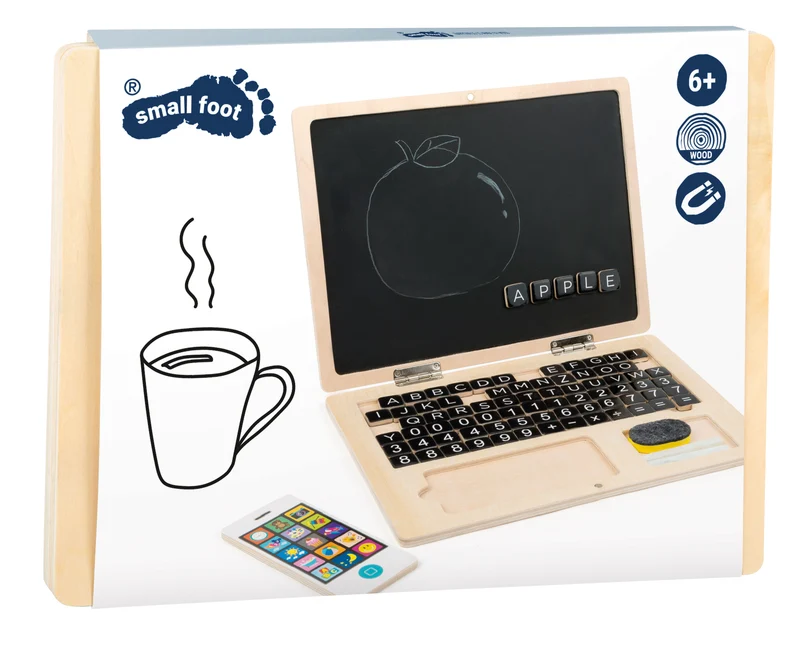 Holz-Laptop mit Magnet-Tafel (78 Magnete)