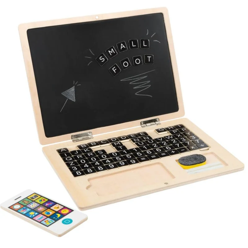 Holz-Laptop mit Magnet-Tafel (78 Magnete)
