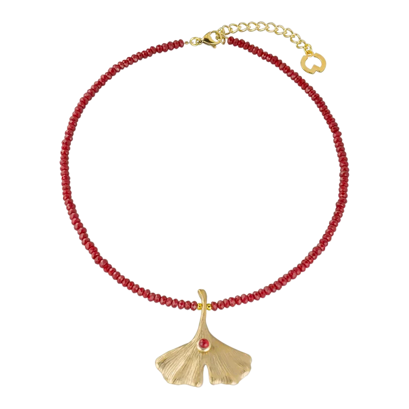Collier "Ginkgo mit Achat"