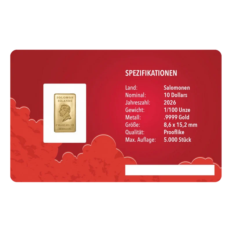 Goldbarren „Schutzengel" in Geschenkkarte mit Schleife