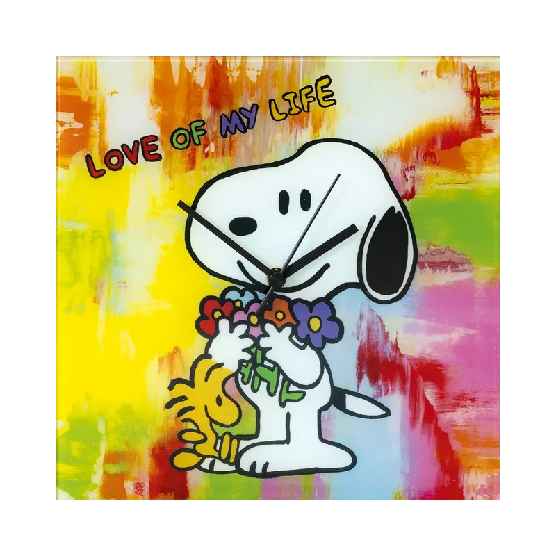 Wanduhr "LOVE OF MY LIFE - FLOWERS" – Glas