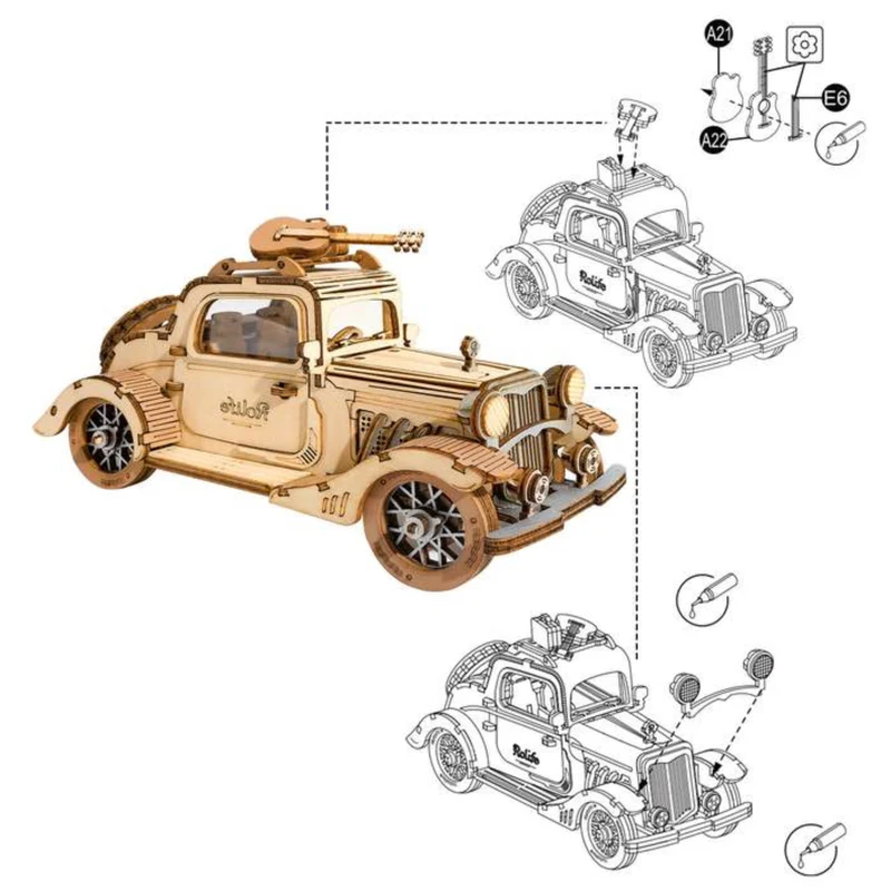 Vintage Auto mit Gitarre