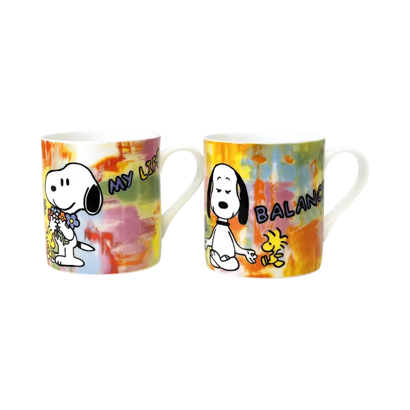 2 Becher mit Künstlermotiven "LOVE OF MY LIFE - FLOWERS" & "BE IN BALANCE" im Set – Porzellan