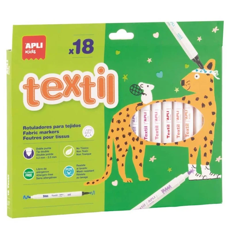 Stoffmalstifte für Kinder – Textilmarker (18 Farben)