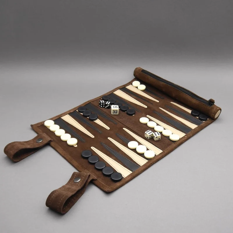 REISE-BACKGAMMON - 100% Leder