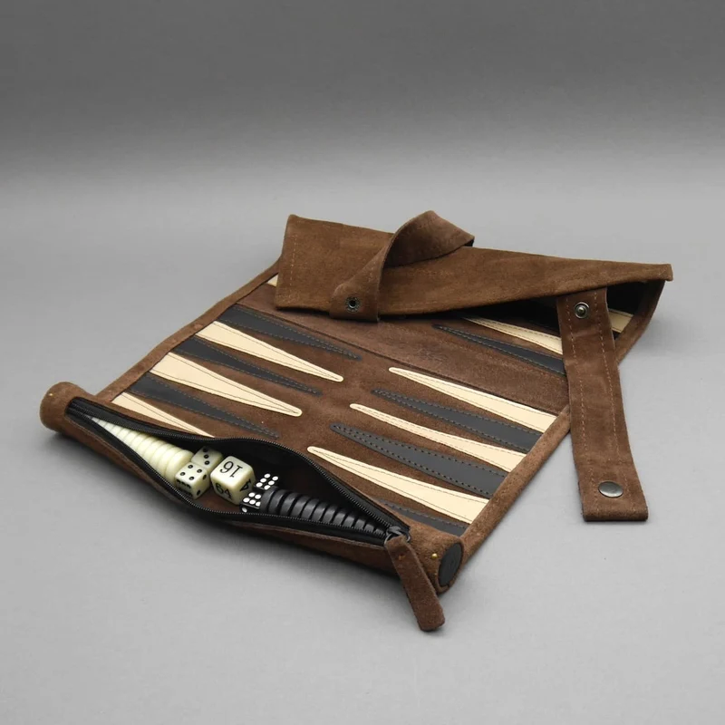 REISE-BACKGAMMON - 100% Leder