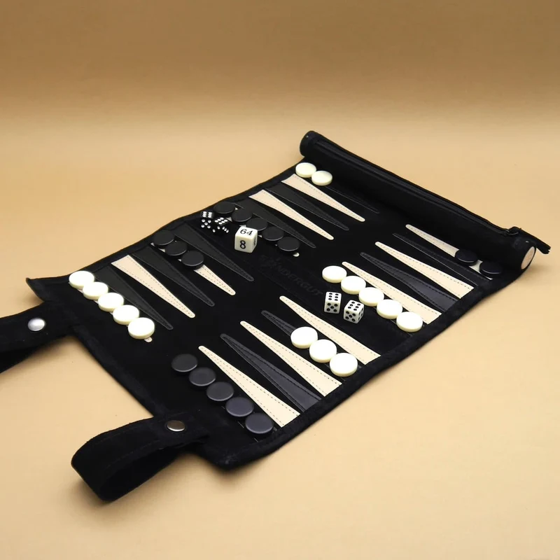 REISE-BACKGAMMON - 100% Leder
