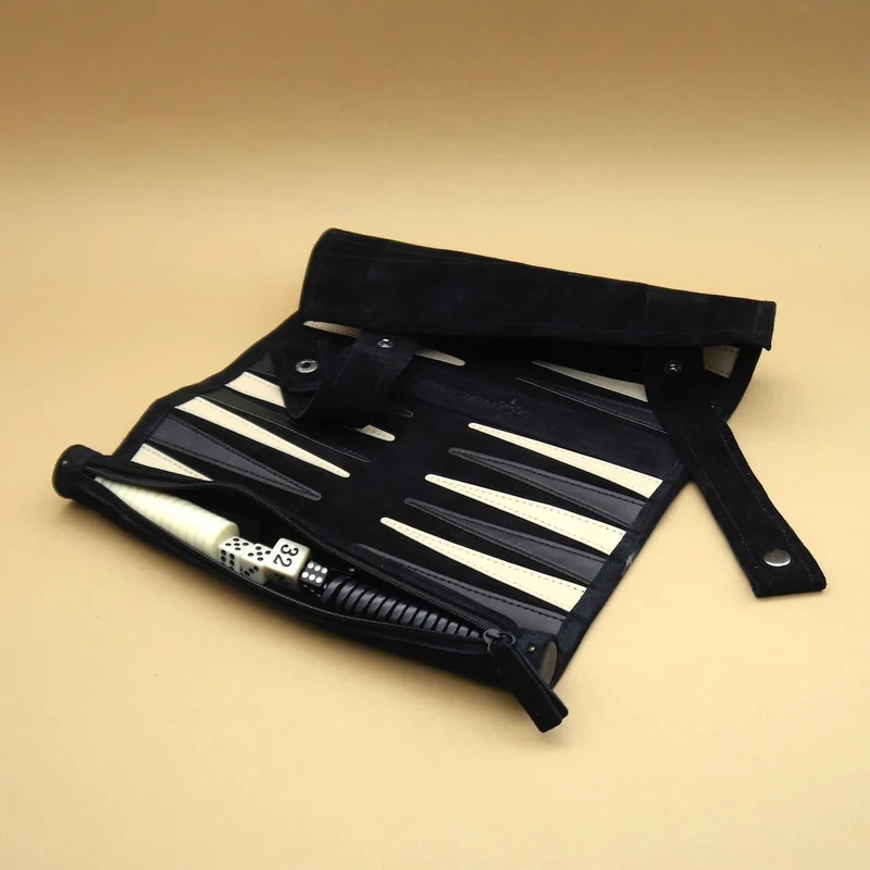 REISE-BACKGAMMON - 100% Leder