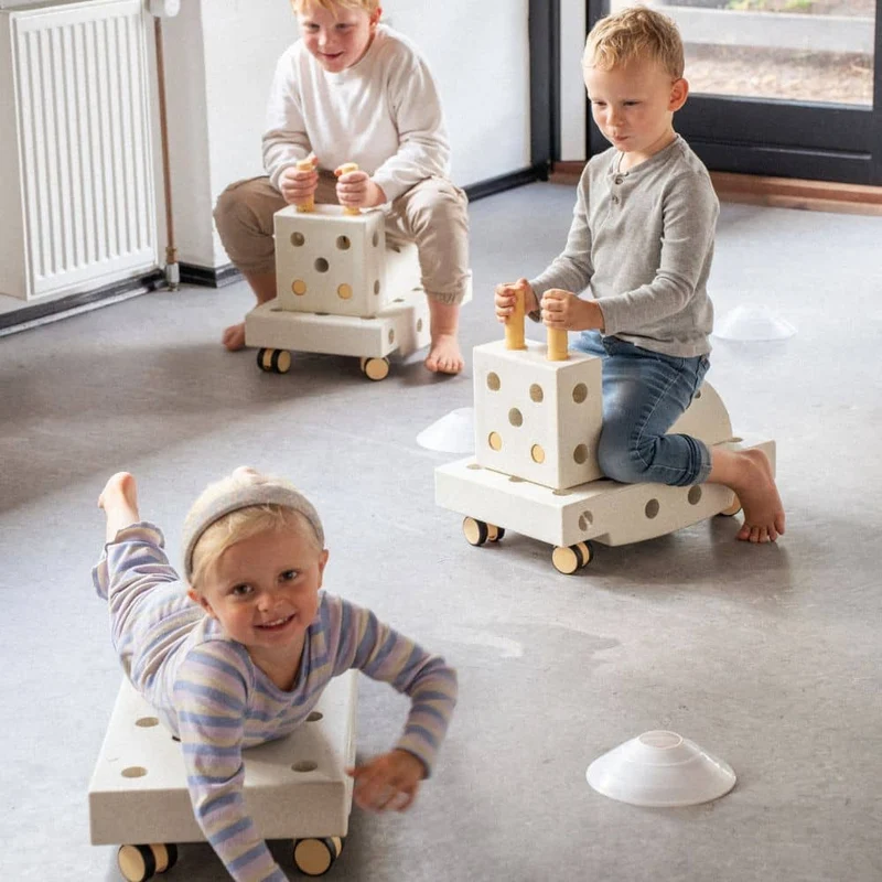 Kreative Bausteine zur Förderung der Grobmotorik – Education Set – sandgrau/honiggelb, 34 Teile