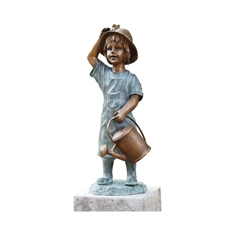 Gartenskulptur "Mädchen mit Gießkanne" – Bronze