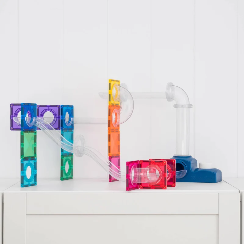 Magnetbauklötze – Ball Run Launcher Pack, 47 Teile