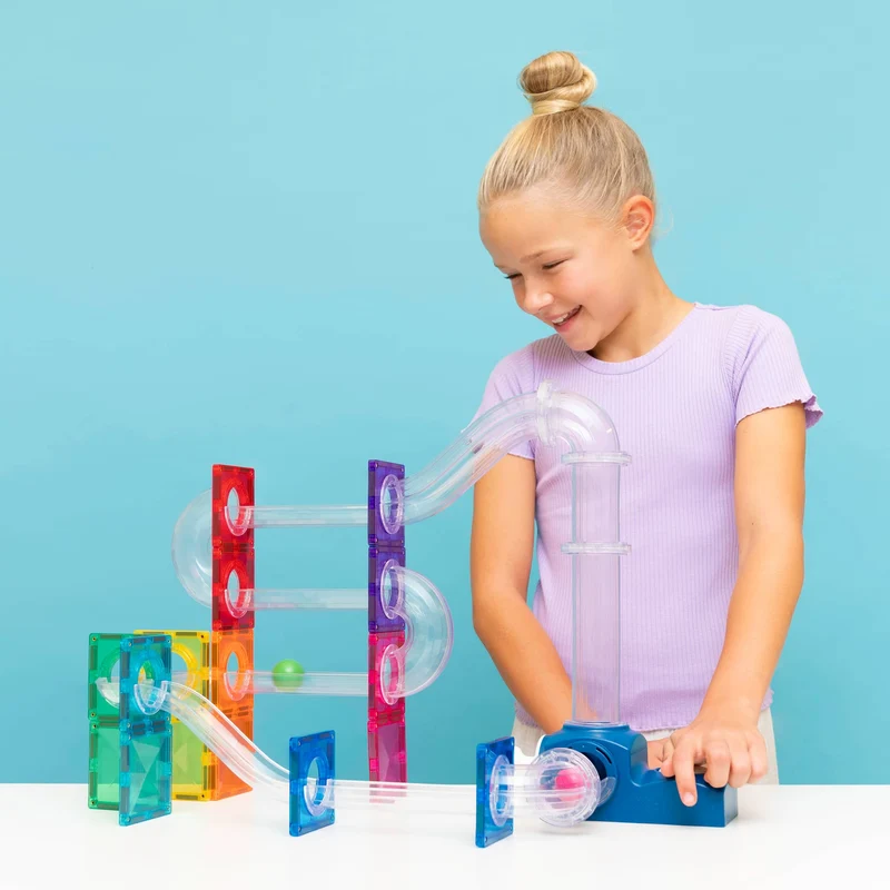 Magnetbauklötze – Ball Run Launcher Pack, 47 Teile