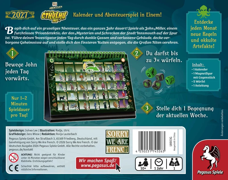365 Abenteuer – Cthulhu 1927 [Kalender Edition 2027], deutsch