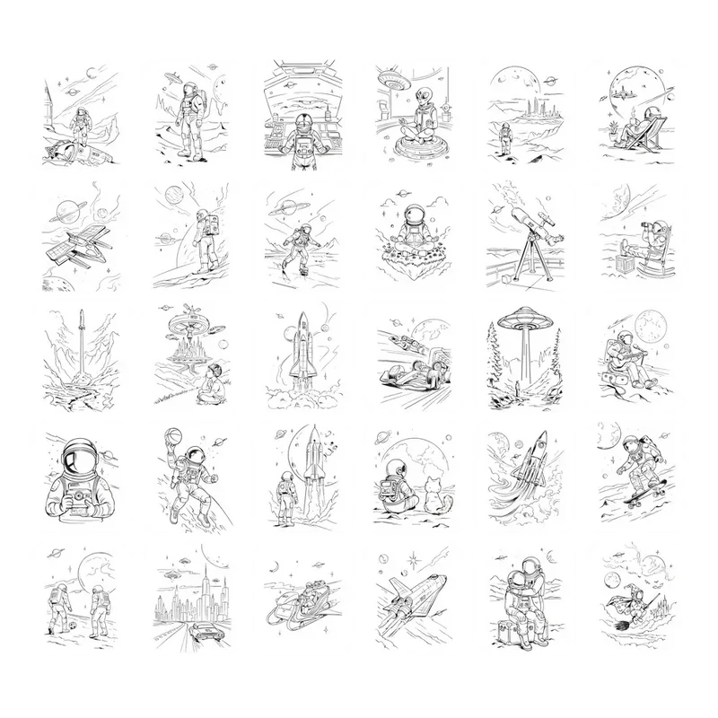 Nachfüllkarten – Kidydraw Pad – Galaxie (30 Stück, ab 10 Jahren)