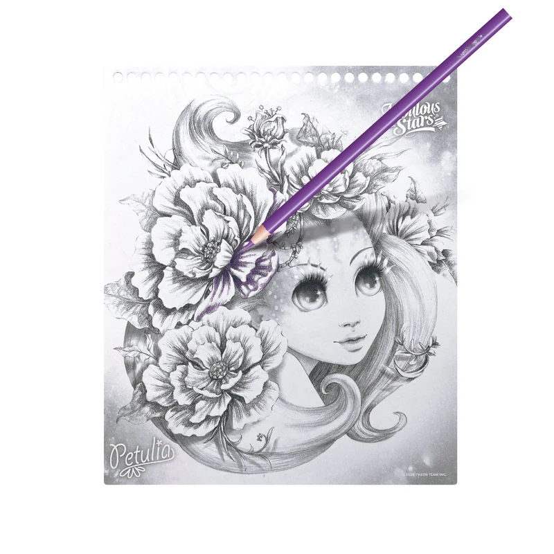 Wasserfarbenmalbuch mit Stift und Pinsel – Estrelia Größe M