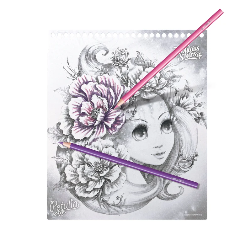 Wasserfarbenmalbuch mit Stift und Pinsel – Estrelia Größe M