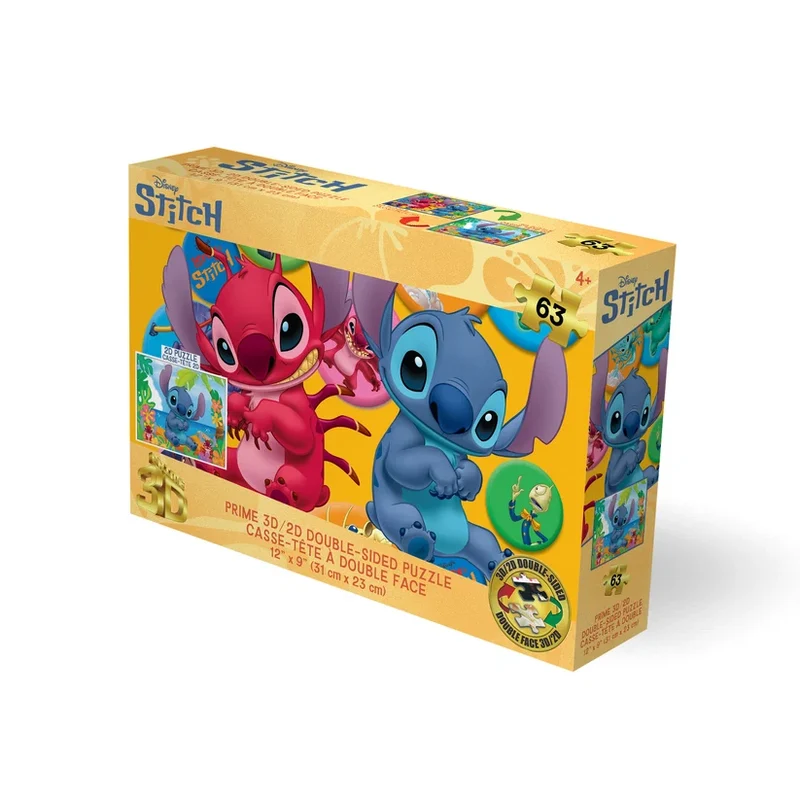 3D/2D Disney - Stitch - Ohana Means Puzzle Time (Double-Sided) (63pcs)