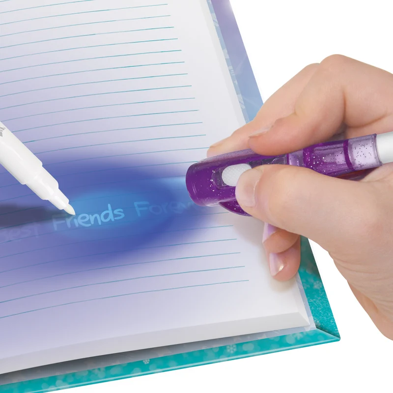 Tagebuch mit Vorhängeschloss – mit unsichtbarem Stift und UV-Taschenlampe zum Lesen – Isadora 7+
