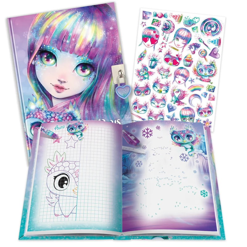 Tagebuch mit Vorhängeschloss – mit unsichtbarem Stift und UV-Taschenlampe zum Lesen – Isadora 7+