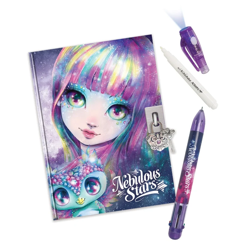 Tagebuch mit Vorhängeschloss – mit unsichtbarem Stift und UV-Taschenlampe zum Lesen – Isadora 7+