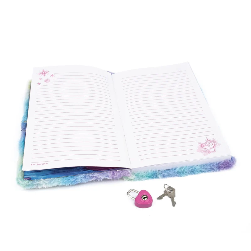 Tagebuch mit Vorhängeschloss – Plüsch-Notizbuch für Kinder – Aura 7+