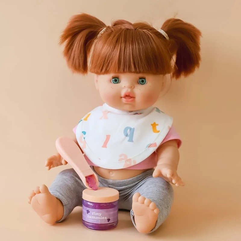 Magisches Glas Tiny Tummies mit Löffel zum Füttern von Puppen – Traube