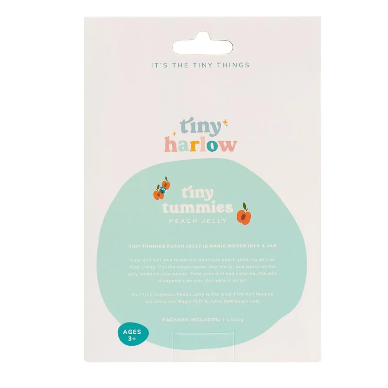 Magisches Glas Tiny Tummies mit Löffel zum Füttern von Puppen – Pfirsich