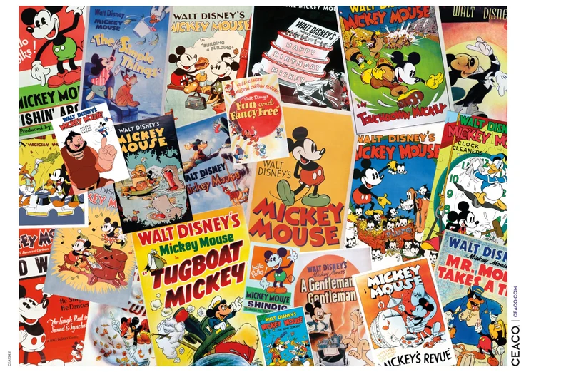 PFG Disney - Vintage Mickey Mouse Posters (1000pcs) (Usage/Used - PUZZLES FOR GOOD)