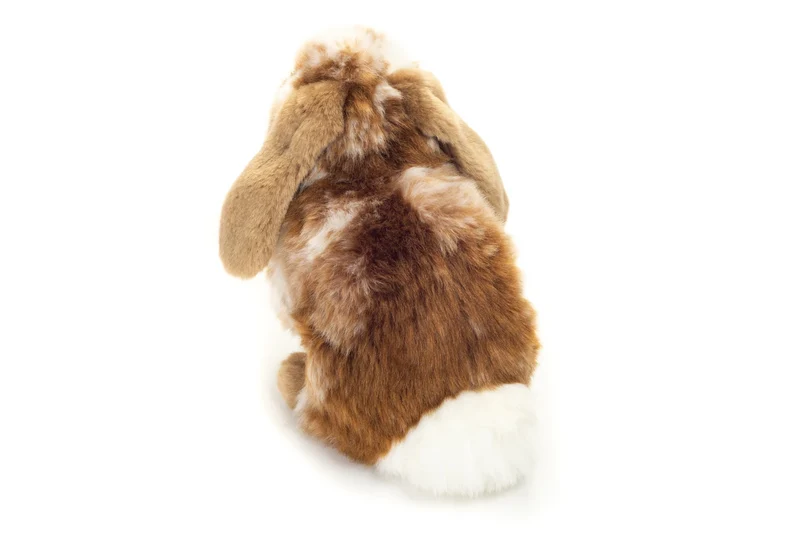 Teddy-Hermann Hase sitzend dunkelbraun/weiss gescheckt 20cm – realistisches Kuscheltier