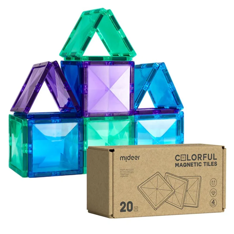 Magnetbausteine – Kühle Farben, 20 Quadrate