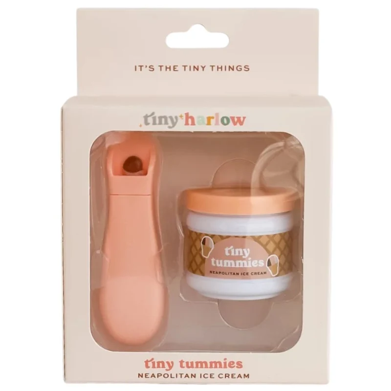 Magisches Glas von Tiny Tummies mit Löffel zum Füttern von Puppen – Italienisches Eis