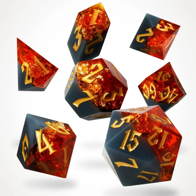 Volcanic Amber Resin RPG Dice Set, sprachunabhängig