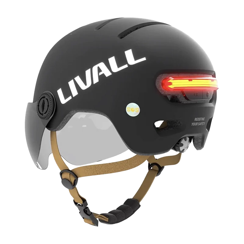 Fahrradhelm mit Visier, Bremslicht und SOS-Alarm