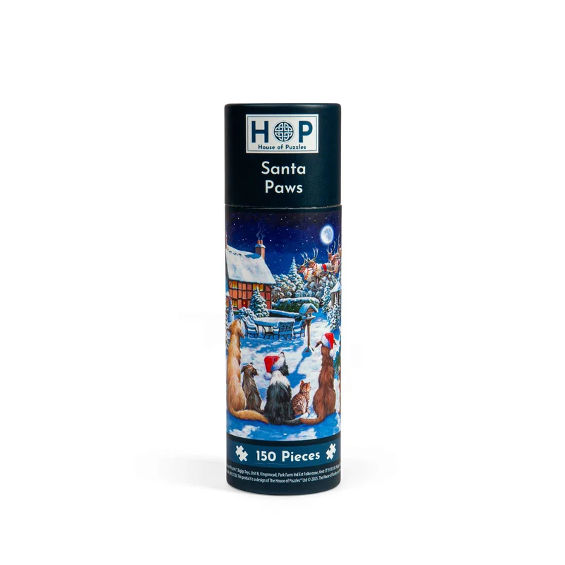 Santa Paws 150 Piece Mini Jigsaw Puzzle in a Tube