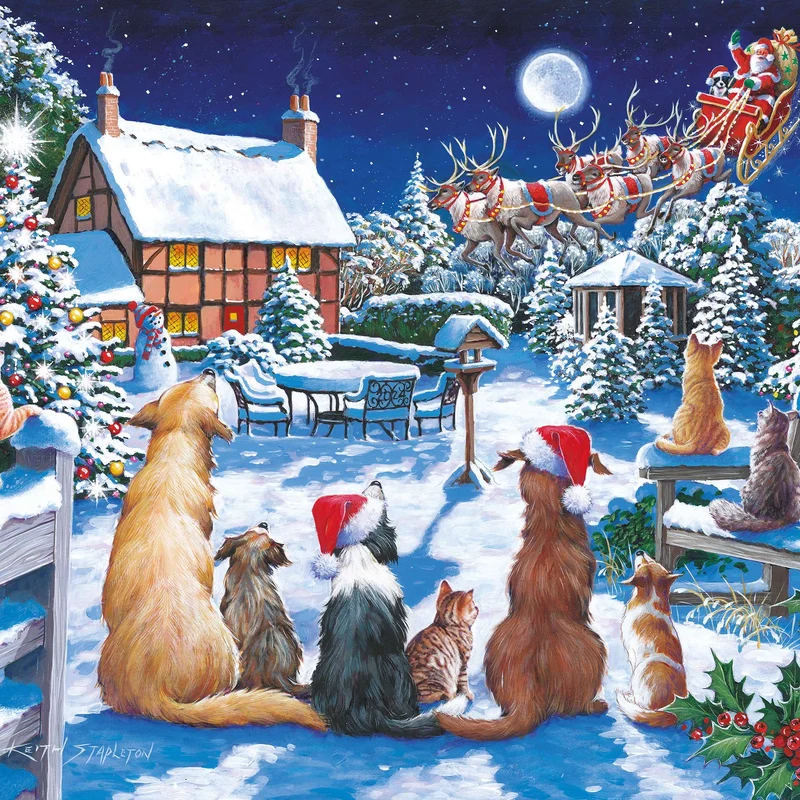 Santa Paws 150 Piece Mini Jigsaw Puzzle in a Tube