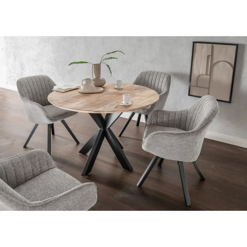 Indoormöbelset Diningsessel Matera mouse grey & Tisch Avola Gestell Cross