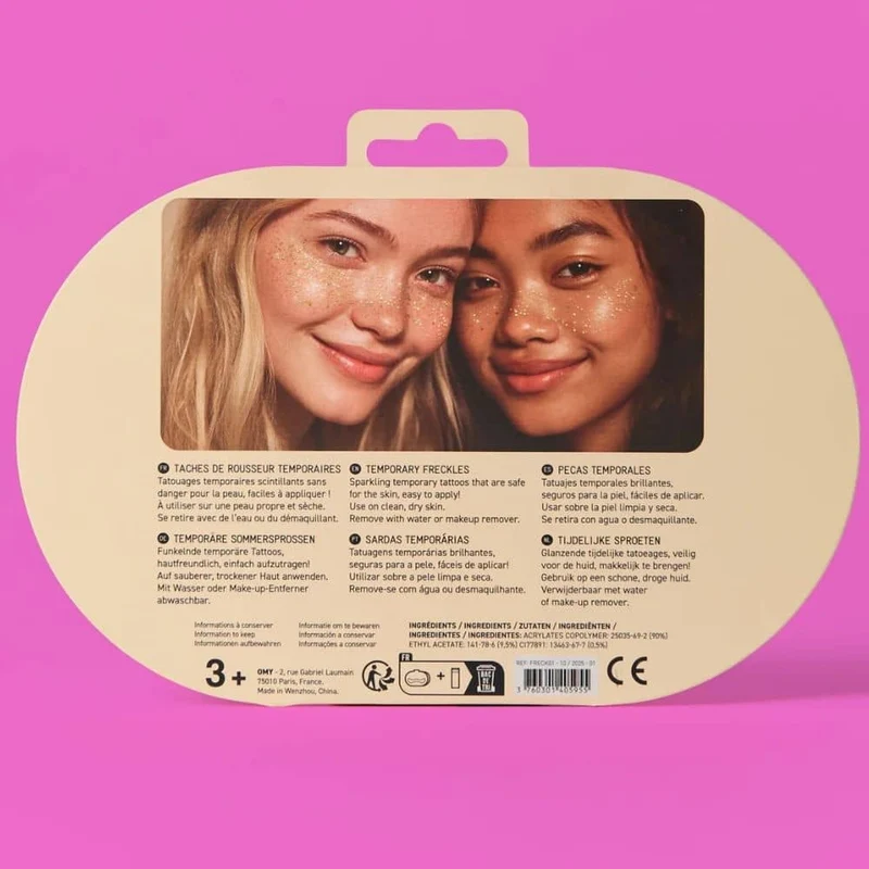 Gesichtssticker – goldene Glitzersommersprossen, 3 Stück