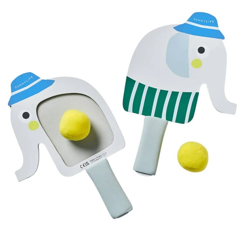 Doppelseitige Beachballschläger mit Klettverschluss – Eli the Elephant