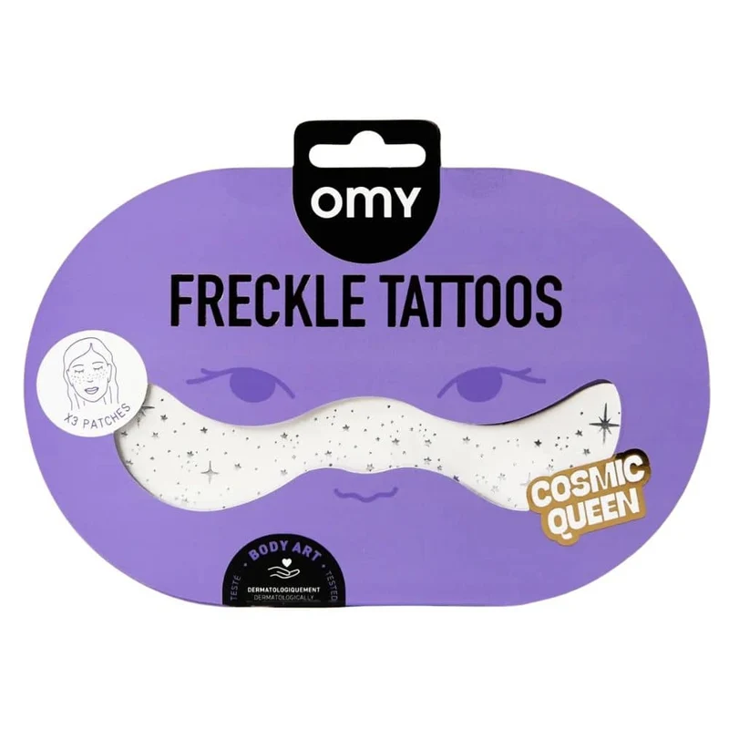 Gesichtssticker – silberne Glitzersommersprossen, 3 Stück
