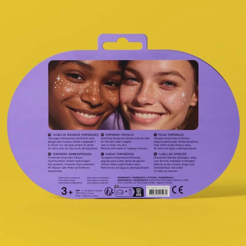 Gesichtssticker – silberne Glitzersommersprossen, 3 Stück
