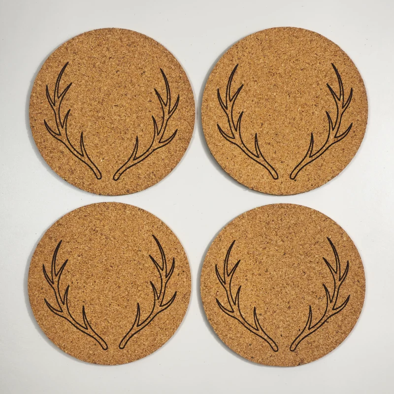 Kork-Untersetzer mit Gravur, Edition Waldgeflüster, 4er-Set