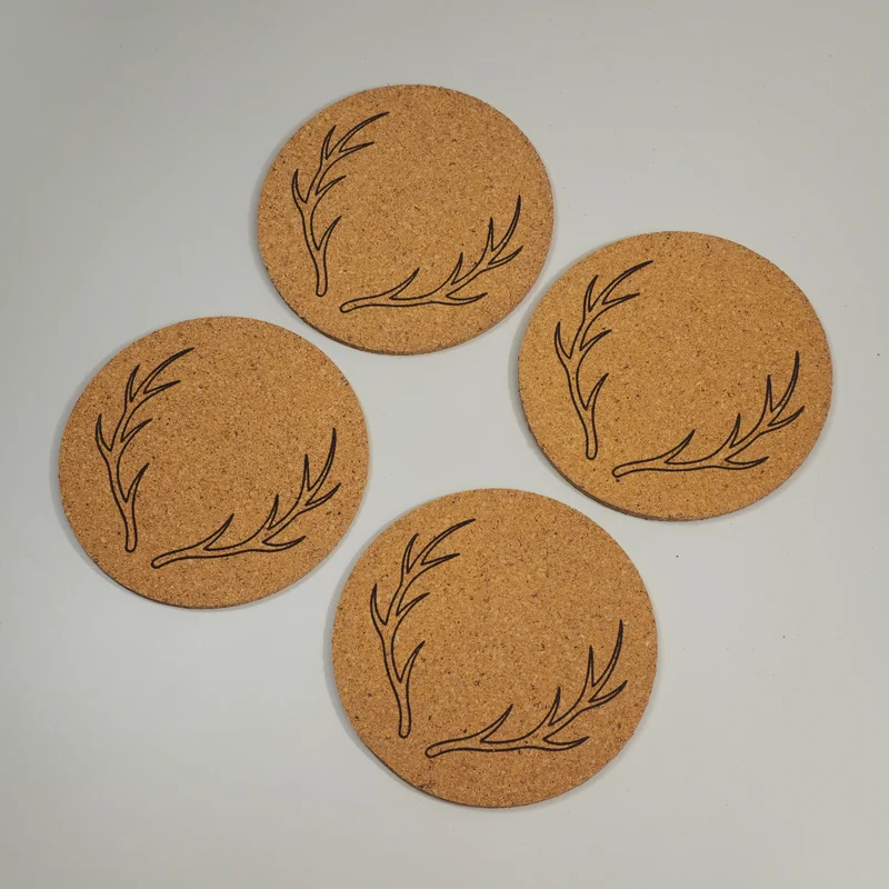 Kork-Untersetzer mit Gravur, Edition Waldgeflüster, 4er-Set