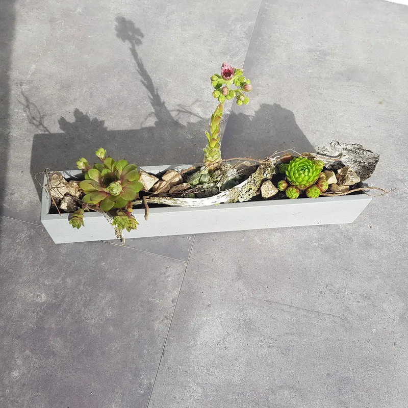 Beton Blumenkasten grau, länglich