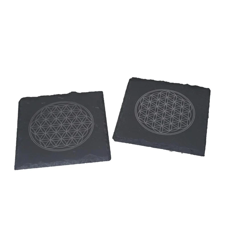 Schiefer-Untersetzer mit Gravur, Edition Lebensblume, 2er-Set