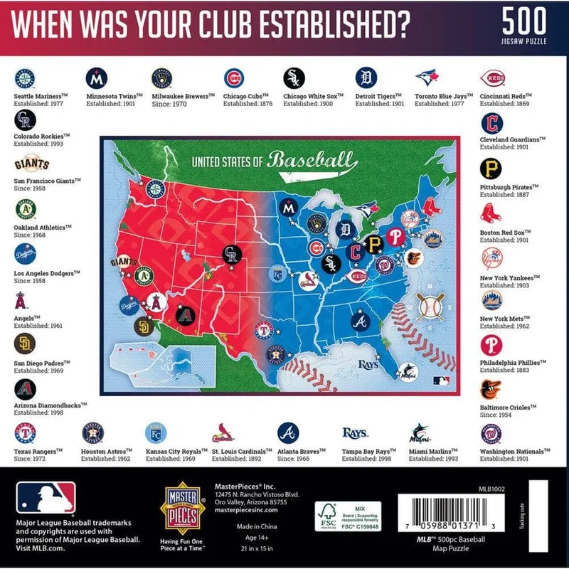 MLB - League Map - United States of Baseball (500pcs)