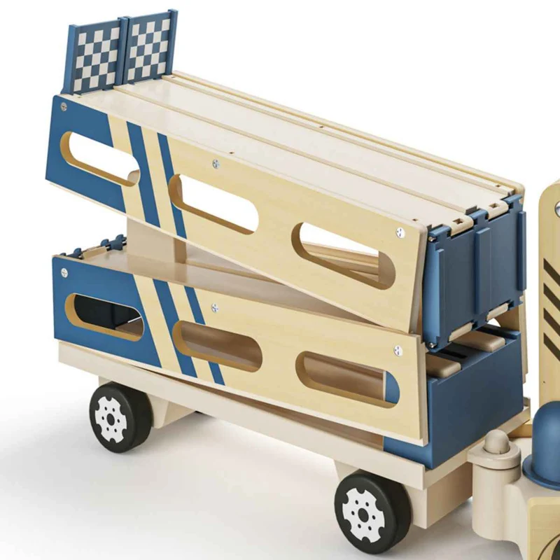 Auto-Transporter & Rennstrecke 2-in-1 – Magnetspielzeug mit 8 Autos & Kran