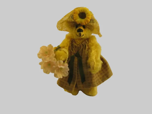 Teddy Hermann - Bär mit Rock und Strohhut, 9 cm gross